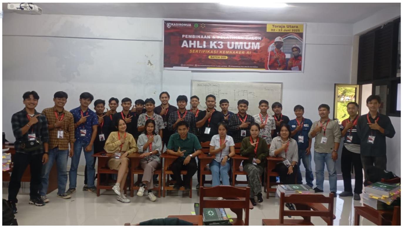 Pelatihan Calon Ahli K3 Umum Kerja Sama antara Fakultas Teknik Universitas Kristen Indonesia (UKI) Toraja dengan PT. Kasiromua Jaya Wijaya Batch 355